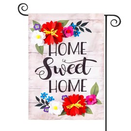 YBTLhome Floral Home Sweet Home Linen Garden Flag - 12.5 x 18 Inches Outdoor Decor for Homes and Gardens