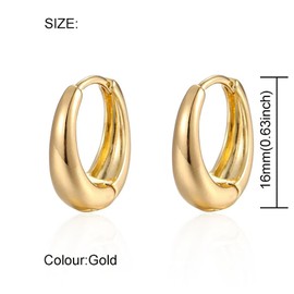 Salanda Gold Hoop Earrings for Women,Small Huggie 18K Gold Plated Earring Hypoallergenic Gold Earrings for Women Girls 008/18mm