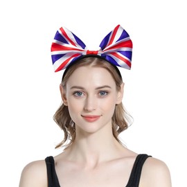 3 Pcs Union Jack Headband British Flag Bow Hairband Hair Hoop Red Blue White British Hairband British Headband for Queens Platinum Jubilee Party British Event Decor Football Match Hair Accessories
