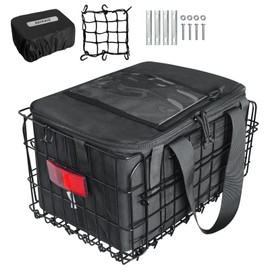 RAYMACE Bike Basket Rear with Cooler Bag and Cargo Net,Waterproof Cover,Folding Bicycle Basket, Quick Release Design Ebike Basket for Adult, Storage Groceries,Bento Lunch,Fruit