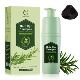 3-in-1 Black Hair Dye Shampoo for Gray Coverage - Instant Color & Long-Lasting Results with Tea Tree & Rosemary, Ideal for Hair Care Haircare - Color: dark coffee