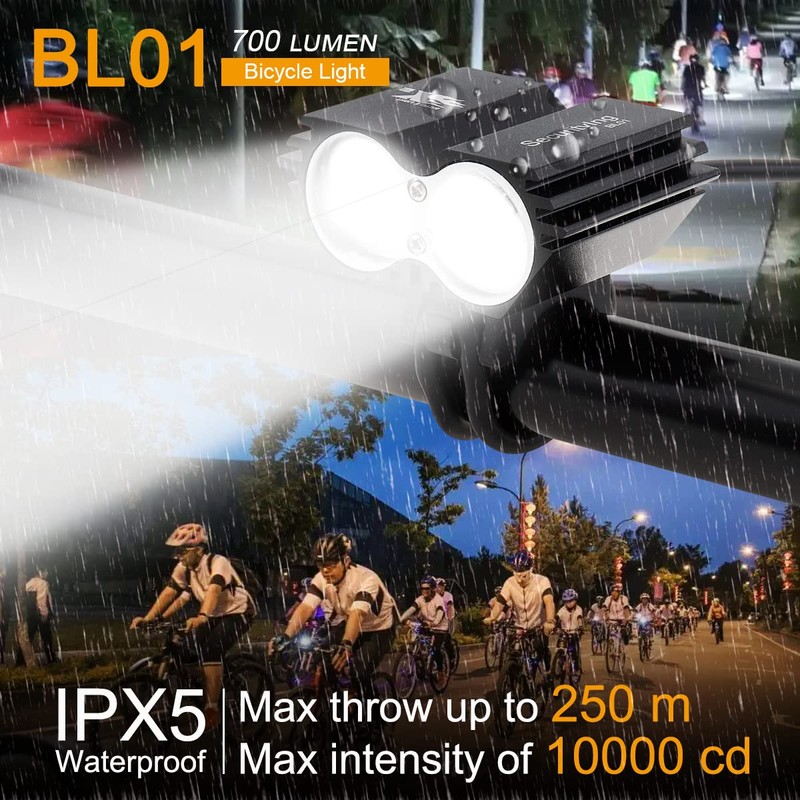 SecurityIng Bicycle Light, 700 Lumens, IPX5 Waterproof, High Brightness, Headlight