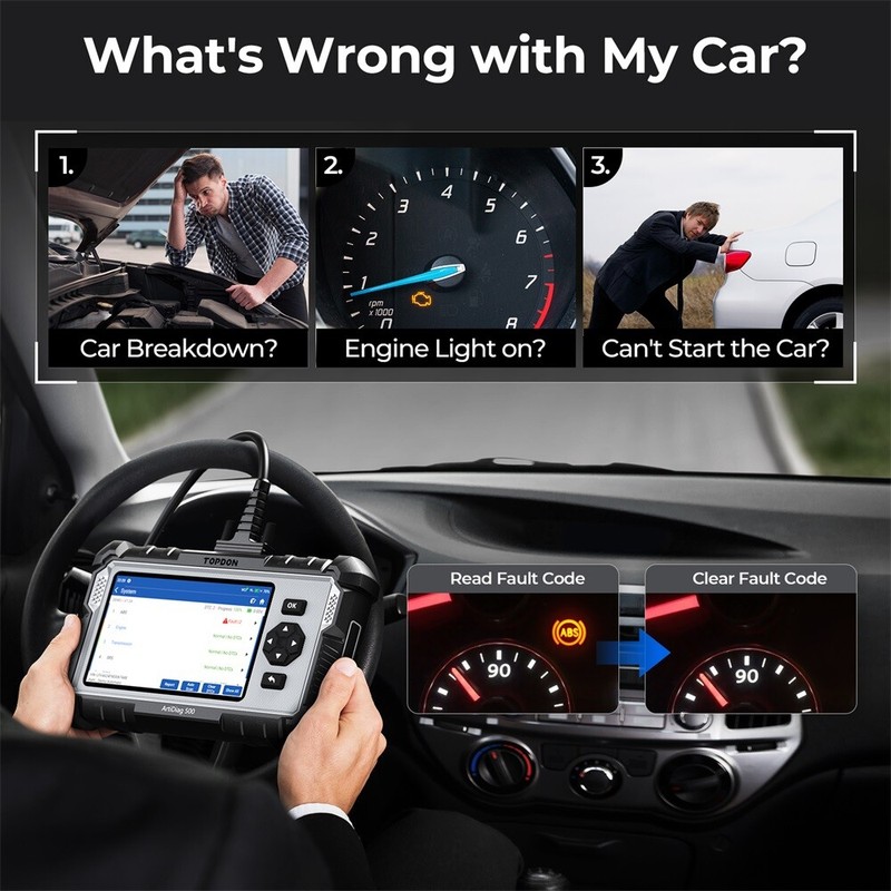 TOPDON AD500 Car OBD2 Scanner Code Reader Check Engine ABS
