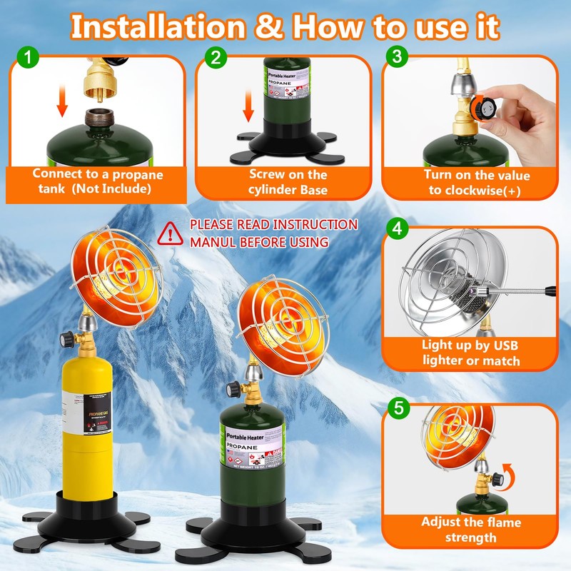 Portable Propane Heater for Camping Outdoor, Space Patio Garage Heater