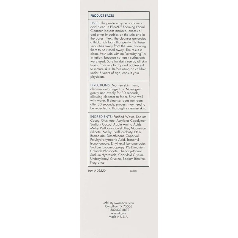Eltamd Espuma Limpiadora Facial, Gentle, Libre De Aceite, Pa