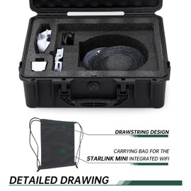 Waterproof Hard Case fits Starlink Mini Dish Kit, Starlink Mini Case with WIFI Carrying Bag - Suitable for Starlink Mini, Kickstand, Pipe Adapter, Cables & More, Durable Foam - Dual Layer Shock