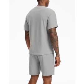 H Hellisal Mens Short Sets 2 Piece Outfits Fashion Summer Tracksuits Casual Set Short Sleeve and Shorts Set for Men