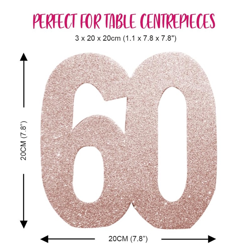 Number 60 Glitter Table Decoration Rose Gold| Table Centrepiece |