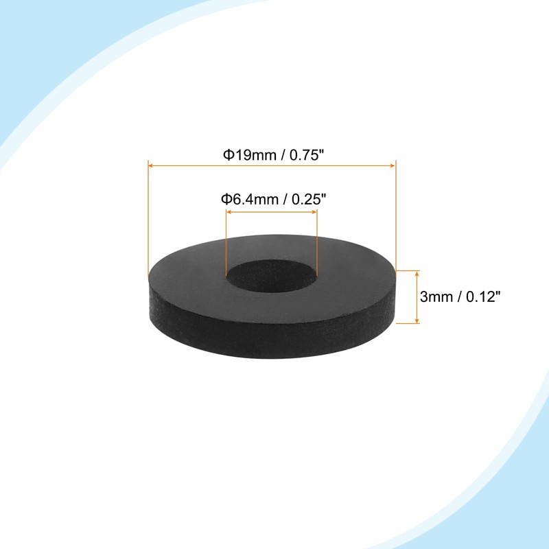 PATIKIL 20pcs Flat Rubber Washers 19mm OD x 6.4mm Inner
