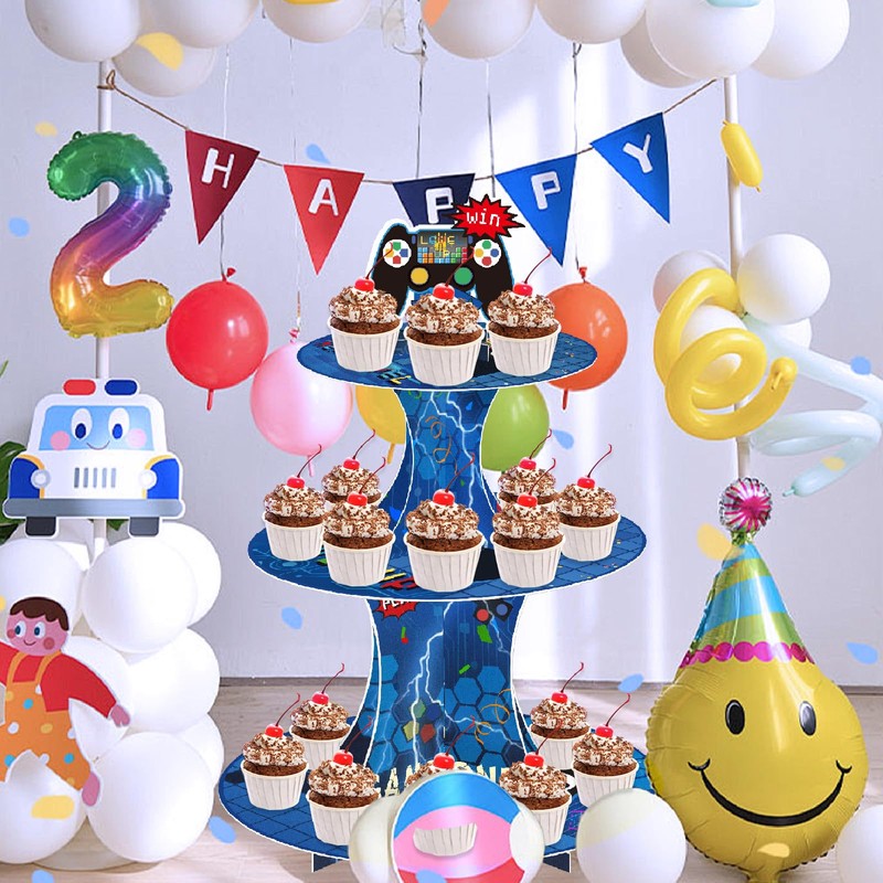 Video Game Cupcake Stand 3-Tier Video Game Party Supplies Game