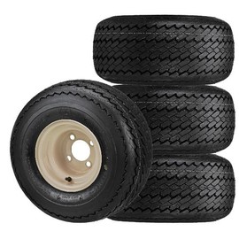 RM Cart Four Golf Cart Tires & Rims 18 X 8.5 X 8 18-850-8 18X8.50-8 Club Car Beige 4 Lug Hole