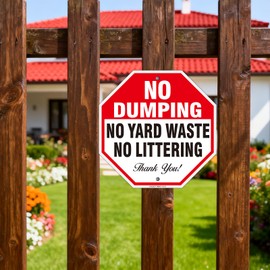 2 Pack No Dumping No Yard Waste No Littering Signs, 10x10Inches Aluminum No Dumping Sign for Yard Garden, Fade Resistant, UV Protected, Weather, Durable Ink, Easy To Mount