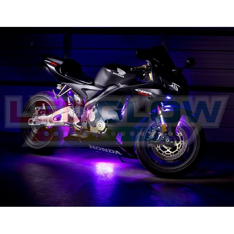LEDGlow 8pc Advanced Purple LED Motorcycle Accent Neon Underglow Lighting
