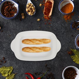 MAGICLULU Double Handle Ceramic Baking Dish Versatile Roasting Plate for Oven Salad Mixing Storage Bowl for Casseroles Fruit and Condiments Kitchen Bakeware