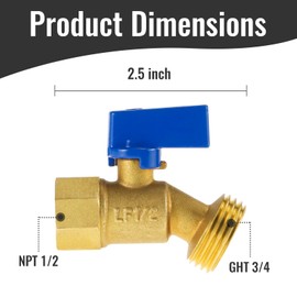 Angry Pony FNPT 1/2 x GHT 3/4 Brass Rain Barrel Spigot Kit, Outdoor Faucet with Bulkhead Fitting for Water Bucket,Hose Bib,Rainwater Barrel