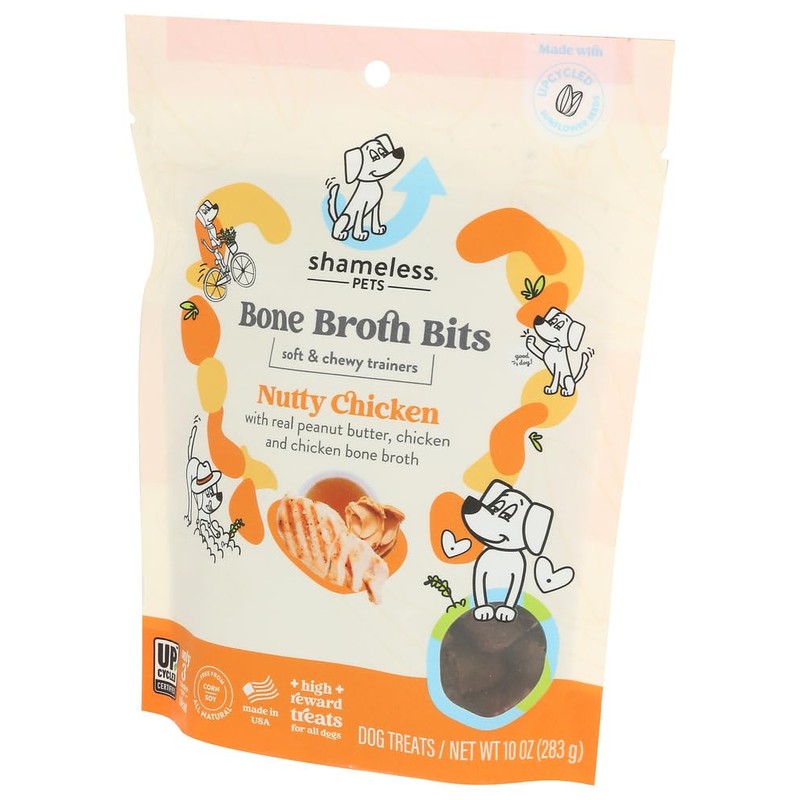 Shameless Pets Nutty Chicken Bone Broth Bits Dog Treats, 10