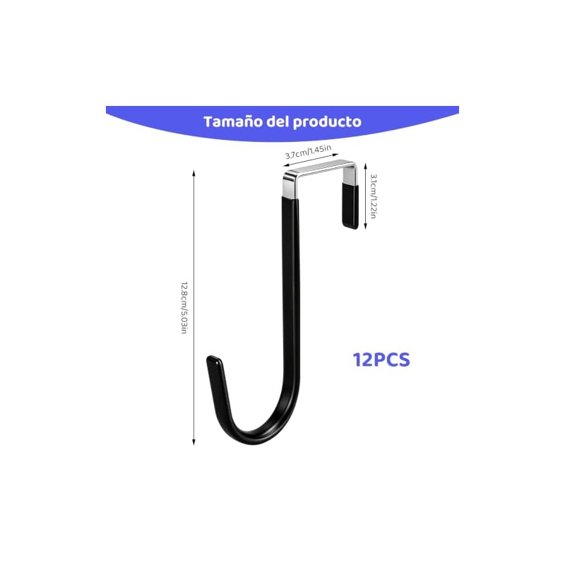 12 Pcs Ganchos de Puerta de Metal con Recubrimiento de