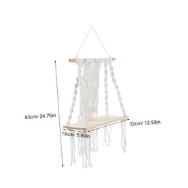 CORHAD Handmade Boho Wall Tapestry Vintage Decor Tassel Tapestry Home Decor Wall Macrame Shelf Hanging Plant Shelf Cotton Hanging