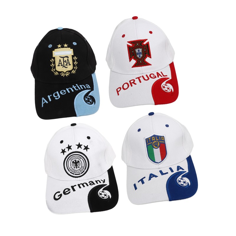 4Pcs World Cup Hat Embroidered Italy Argentina Germany Portugal Hat