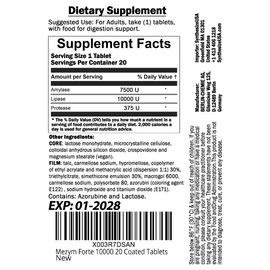 Grace nnvg Mezym Forte 10000, 20 Tablets (Dietary Supplement, Pancreatin Enzymes for Digestion Support)
