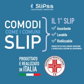 SliPss Medium - Incontinence nappies for men, discreet, washable and reusable. For medium urinary flux - Made in Italy. xl