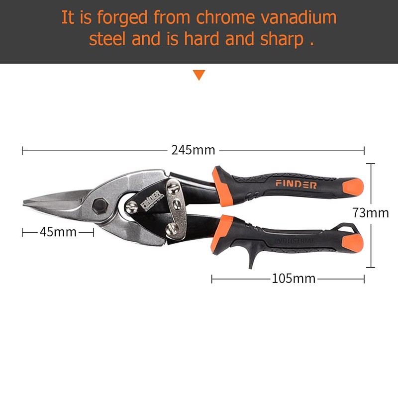 Convy Straight Cut Tin Aviation Snips, 25 cm Red, 25cm,