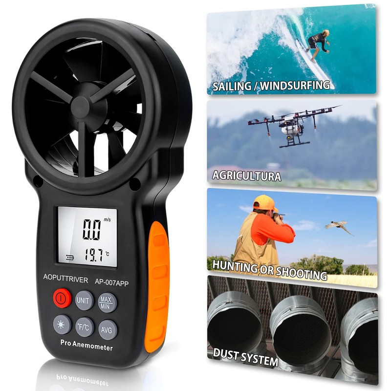 Handheld Anemometer Wireless Bluetooth Anemometer, AP-007APP Wind Speed Meter Measure
