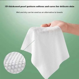 Toalla facial desechable, toallita suave y seca, paquete de 2, 100% algodón, sin pelusas, uso en seco y húmedo, limpieza facial, eliminación de maquillaje, multiuso para el cuidado de la piel (Paquete de 2, 7.9 x 7.9 pulgadas)