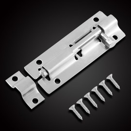 Jiozermi 6 Packs Barrel Bolt Latch, 3" Length and 1" Wide Slide Latch Lock, Stainless Steel Gate Latch with Mounting Screws