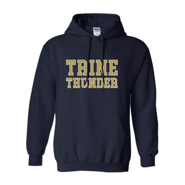 CreateMyTee Premium Trine University Two Color Thunder Unisex Hooded Sweatshirt (Navy, Large) - Trine Thunder Apparel