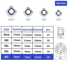Pack of 30 Flange Nuts M5 Nut DIN 6926 Hexagonal Nuts with Locking Toothing Self-Locking Hexagonal Nuts Stainless Steel A2 V2A Standard Thread Flange Stop Nuts Locking Nuts Clamping Nuts