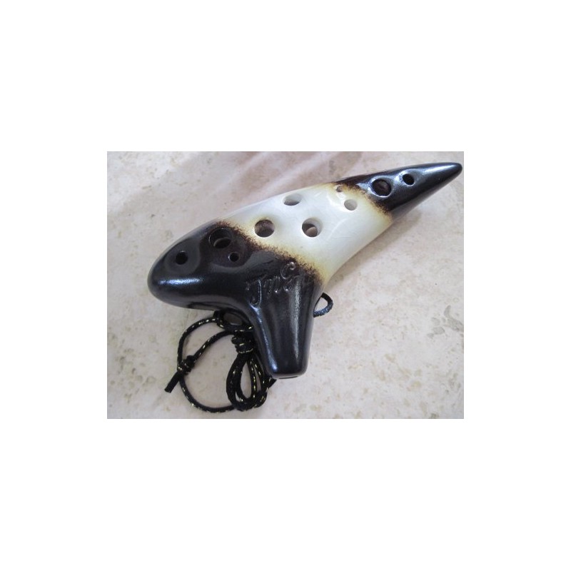 Ceramic Ocarina - Black & White (Panda) w. Crackle Soprano