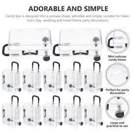 Mini Suitcase Favor Box 12pcs Mini Luggage Travel Suitcase Candy Box Clear Plastic Rolling Trolley Case Jewelry Storage Holder for Wedding Birthday Black