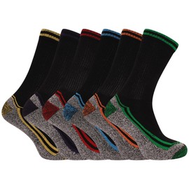 Soxy Bamboo Work Socks - Mens Summer Anti Sweat Breathable Heavy Duty Cotton Socks for Steel Toe Boots - 6 Pack - UK Shoe Size 6-11