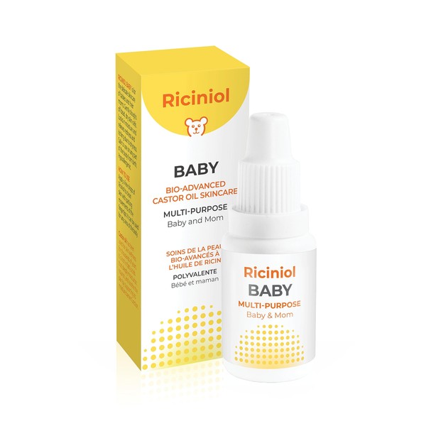 Riciniol Baby 15ml - Bio-advanced Castor Oil, All Natural Skin Protection for Baby and Mom, Nourishing Baby Oil, Hypoallergenic Moisturizing Newborn Skincare, Infant Massage Oil (Pack of 1)