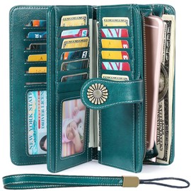 SENDEFN Wallets for Women Leather Credit Card Holder with RFID Blocking Large Capacity Wristlet