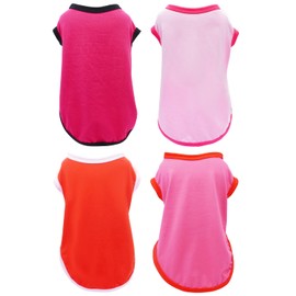 PET SHOW 4 Pack Blank Dog Shirts for Small Medium Dogs Female Tank Top Tee Solid Red Pink T-Shirts Pets Daily Plain Sleeveless Vest Cats Puppy Clothes Girls(Medium)