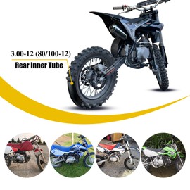 2.75/3.00-12 Inner Tube, 80/100-12 Dirt Bike Inner Tube for Honda XR70 CRF70 CRF110 KLX110 Suzuki DRZ110 PW80 TTR90 SSR Apollo RFZ 110cc 125cc Motorcycle Pit Dirtbike Parts 1 Pcs