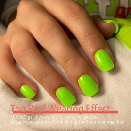 SXVME Gel Nail Tips Short Square Press on Nails Soft Gel Nails Tips 300Pcs Pre Colored Natrual Neon Green Tips Press ons Soak Off Acrylic Fake Nails Extensions DIY