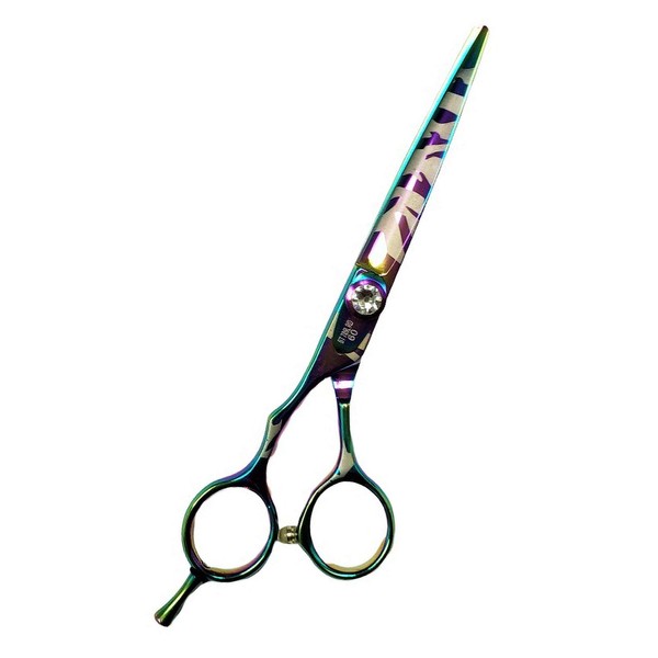 MITSUKO COBALT Hair Styling Professional Razor Edge Shears BT 789 Series. (6.0 inches(Left Handed), Rainbow Zebra Titanium Finish)