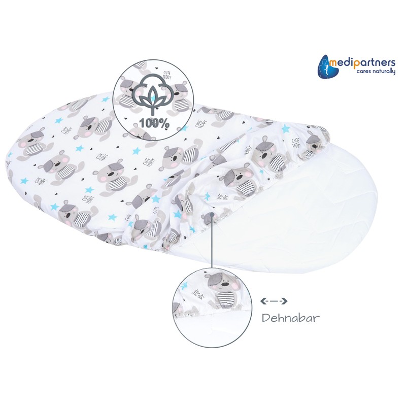Medi Partners Fitted Sheet for Pram, 86 x 40 cm,