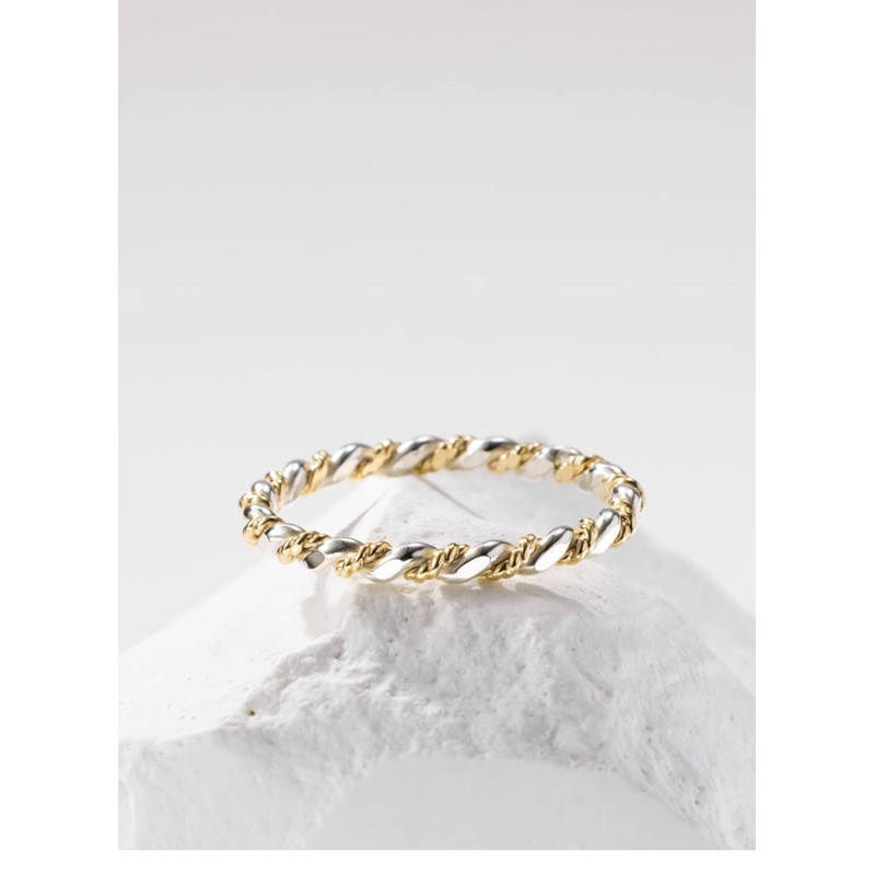 LUKRAY Braided Stacking Ring | Silver and Gold Statement Ring