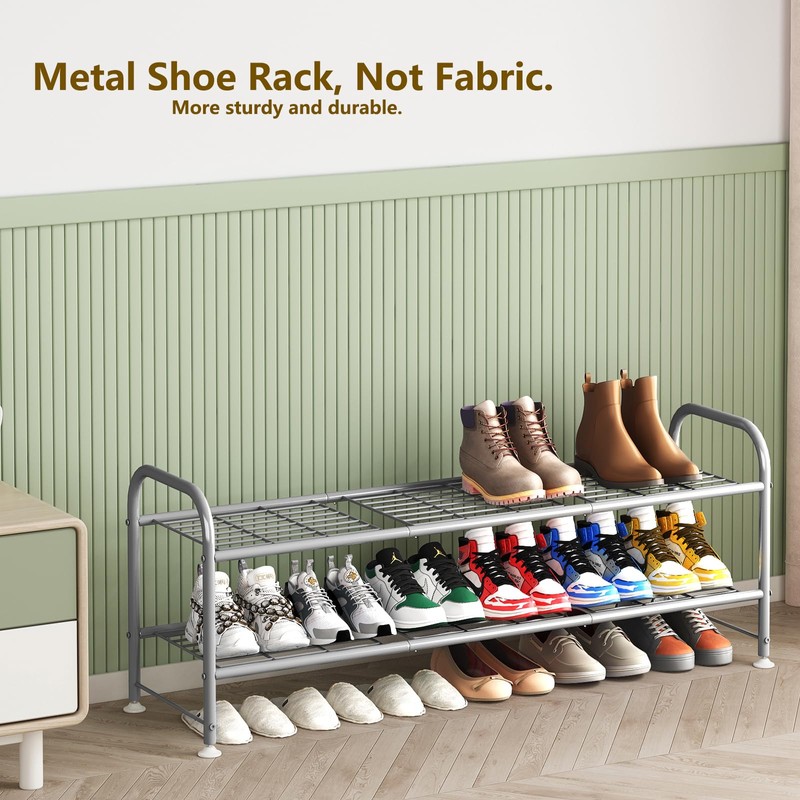 LINZINAR Shoe Rack 2 Tier Storage Organizer for Closet Entryway