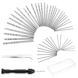 QWORK® 51-Piece Mini Twist Drill Bits Set with 48 Spiral Drill Bits (0.5 - 3.0 mm) and Tweezers for Craft Drilling