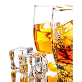 DomeStar Clear Fake Ice Cubes, 20 PCS 1.0" Plastic Ice Cubes Acrylic Clear Ice Rock Diamond Crystals Square Fake Ice Cubes Display for Summer Home Decoration Wedding Centerpiece Vase Fillers