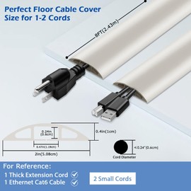 6ft Floor Cord Cover,Cord Hider Floor Beige,Extension Cable Cover Power Cord Protector Floor,Floor Cable Management Prevent Cable Trips,Cord Protector Cord Cavity:0.47" (W) x 0.24" (H)