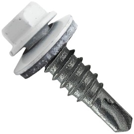 #14 x 7/8" Metal to Metal Type #1 BRITE WHITE 5/16" Hex Head -Drill Point - Stitch Tek - Metal to Metal Roofing Screws. 9/16" EPDM Washer