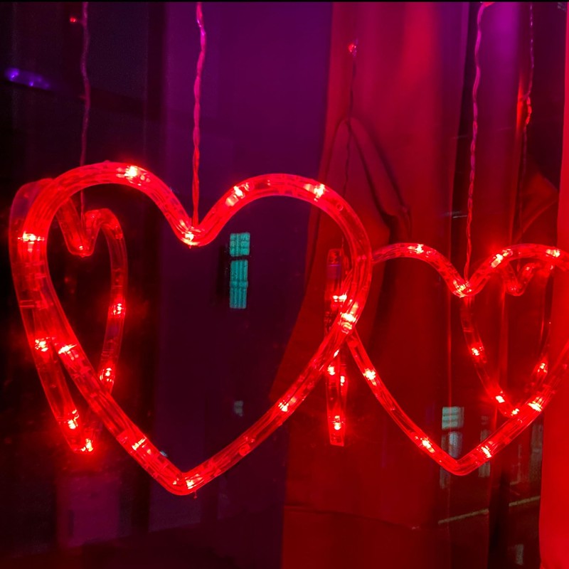 Valentine Lights, Red Heart Lights Indoor Outdoor, Valentines Day Window