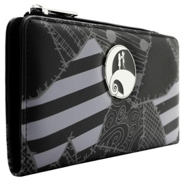Nightmare Before Christmas Jack & Sally Patches Wallet Clutch Coin Pocket & Card Holder Black, black, Casual