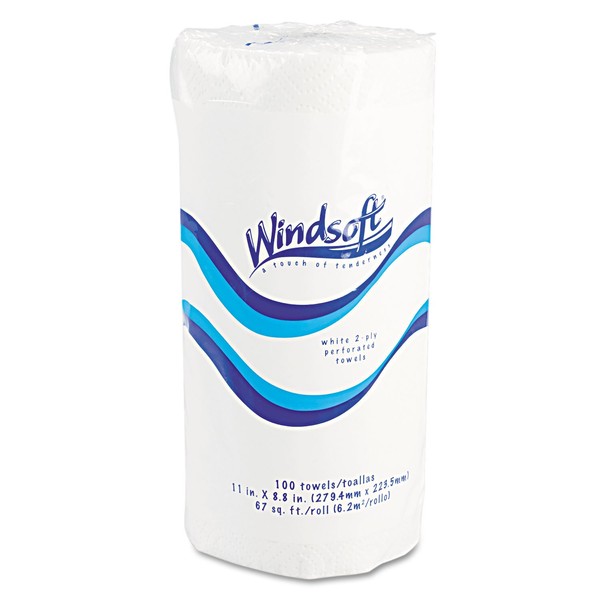 Windsoft 122085CTB 2-Ply 11 in. x 8.5 in. Kitchen Towel Rolls - White (30 Rolls/Carton, 85/Roll)